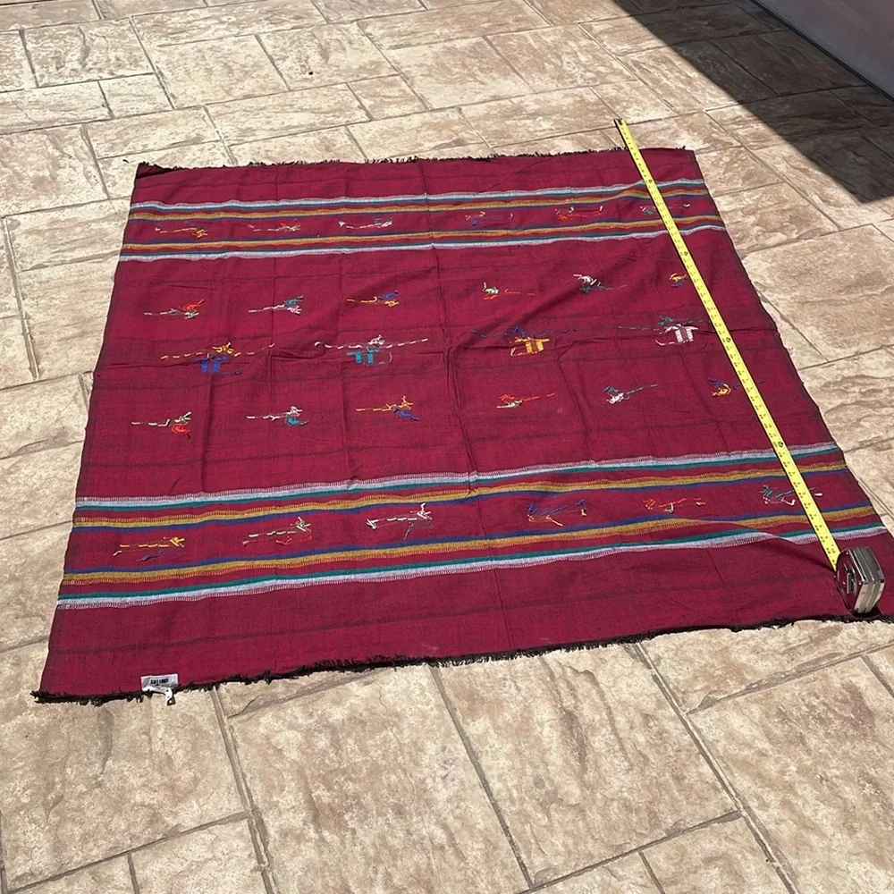 -Handwoven Guatemala rectangular tablecloth and matching napkins.